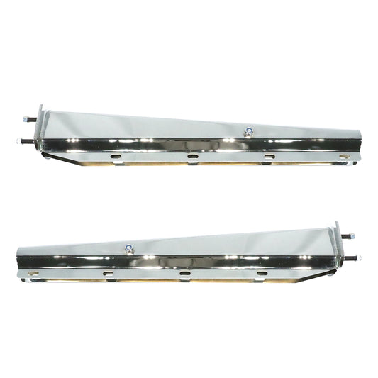 Pair 30" Long Straight Chrome Finish Spring Loaded Mud Flap Hanger -2 1/2" Bolt Spacing Pattern