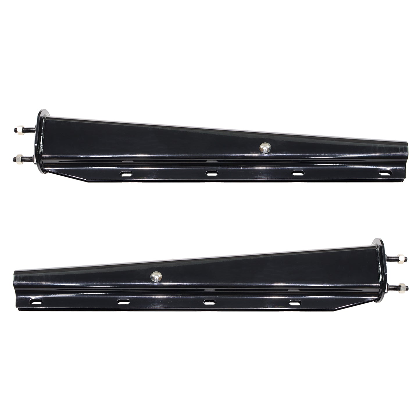 Pair 30" Long Straight Chrome Finish Spring Loaded Mud Flap Hanger -2 1/2" Bolt Spacing Pattern