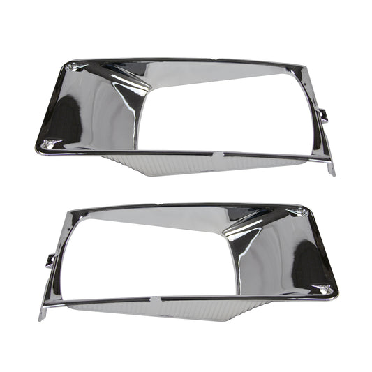 Pair LH & RH Chrome Finish Headlight Bezel For 1989-2003 International 8100 8200 8300