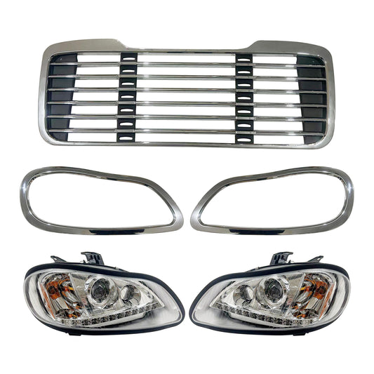 Front Grille & Headlight & Bezel For 2002-2018 Freightliner M2 106 112